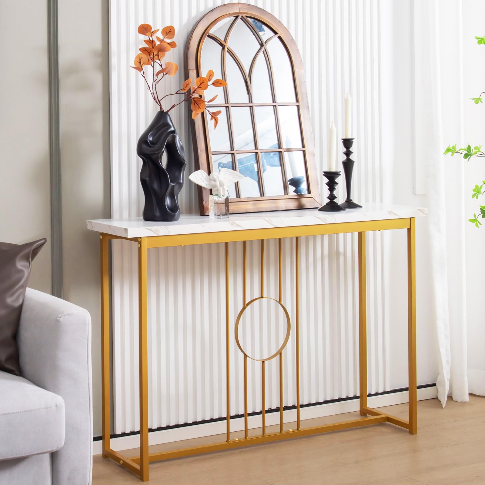 Giantex 47" Entryway Console Table - Faux Marble Console Table