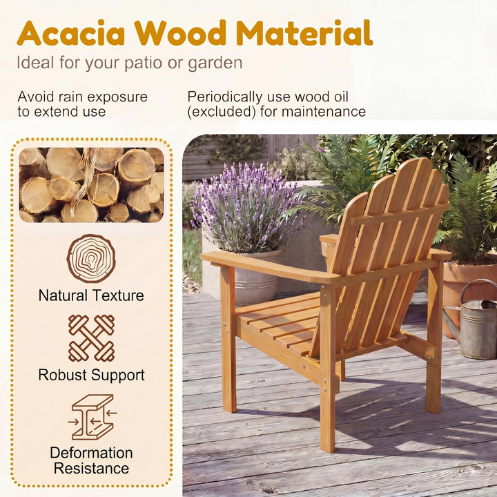 Giantex Outdoor Patio Stackable Adirondack Chair with Slatted Backrest &amp; Seat (1/2/4)