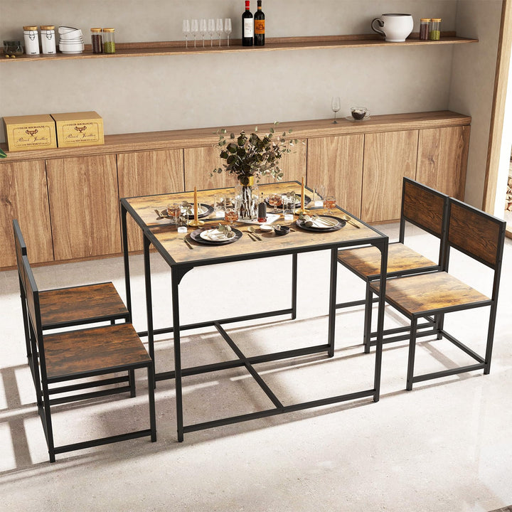 Giantex 3-Piece Dining Table Set for 2 Small Industrial Kitchen Table with 2 Chairs