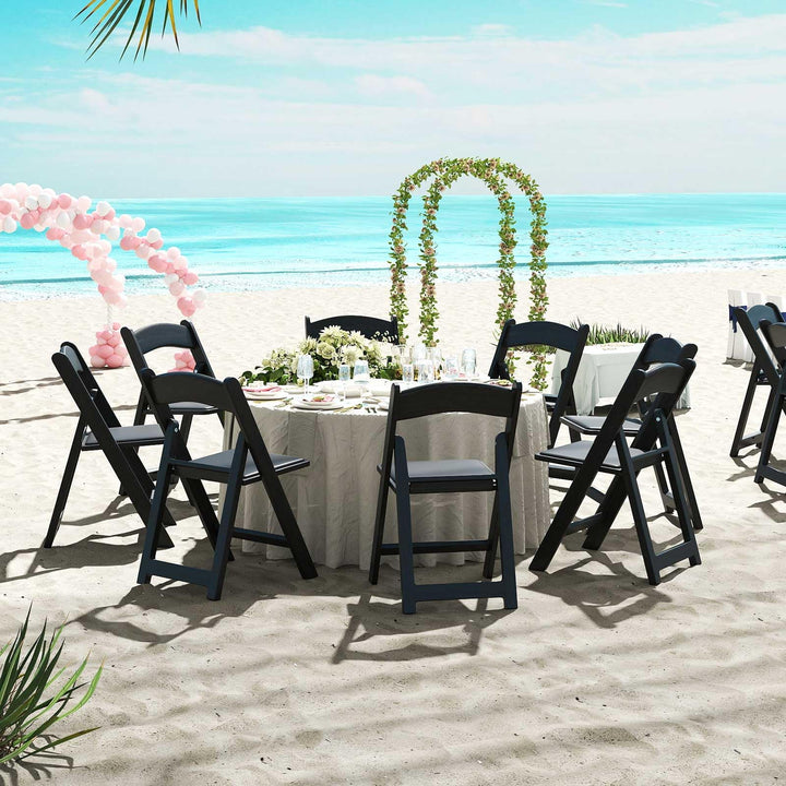 Giantex Folding Chairs Portable Resin Event Chairs with Padded Seat