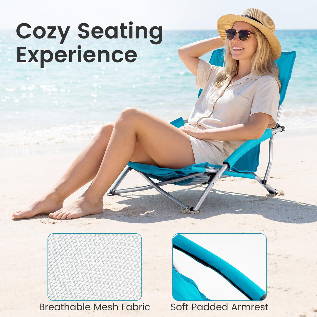 Giantex 2 Pack Folding Beach Chairs for Adults for Picnic Hiking &amp; Travel