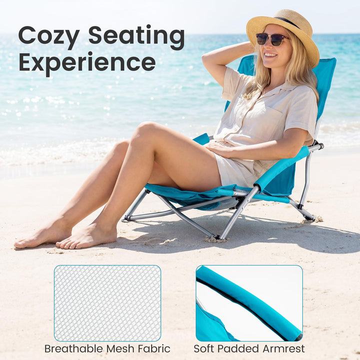 Giantex 2 Pack Folding Beach Chairs for Adults for Picnic Hiking &amp; Travel