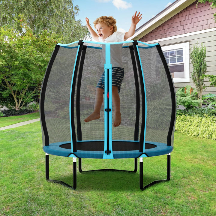 Giantex 55" Trampoline for Kids, Mini Toddler Trampoline w/Enclosure Net, Safety Pad, Outdoor Indoor Kids Trampoline for Boys Girls Gift, Blue