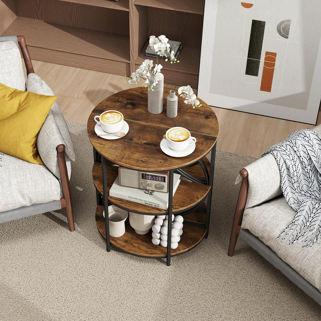 Giantex Half Round End Table 3-Tier Narrow Side Table(1/2)
