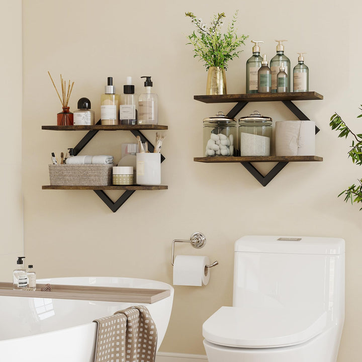 GIANTEX 2-Pack Diamond Shaped Floating Shelves for Wall