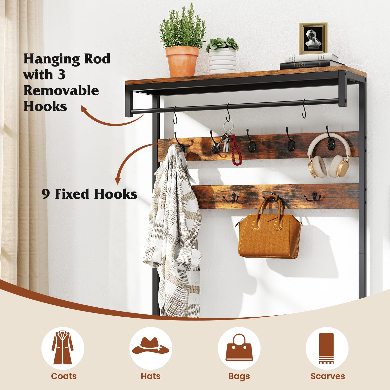 Giantex Coat Rack with Shoe Storage Bench