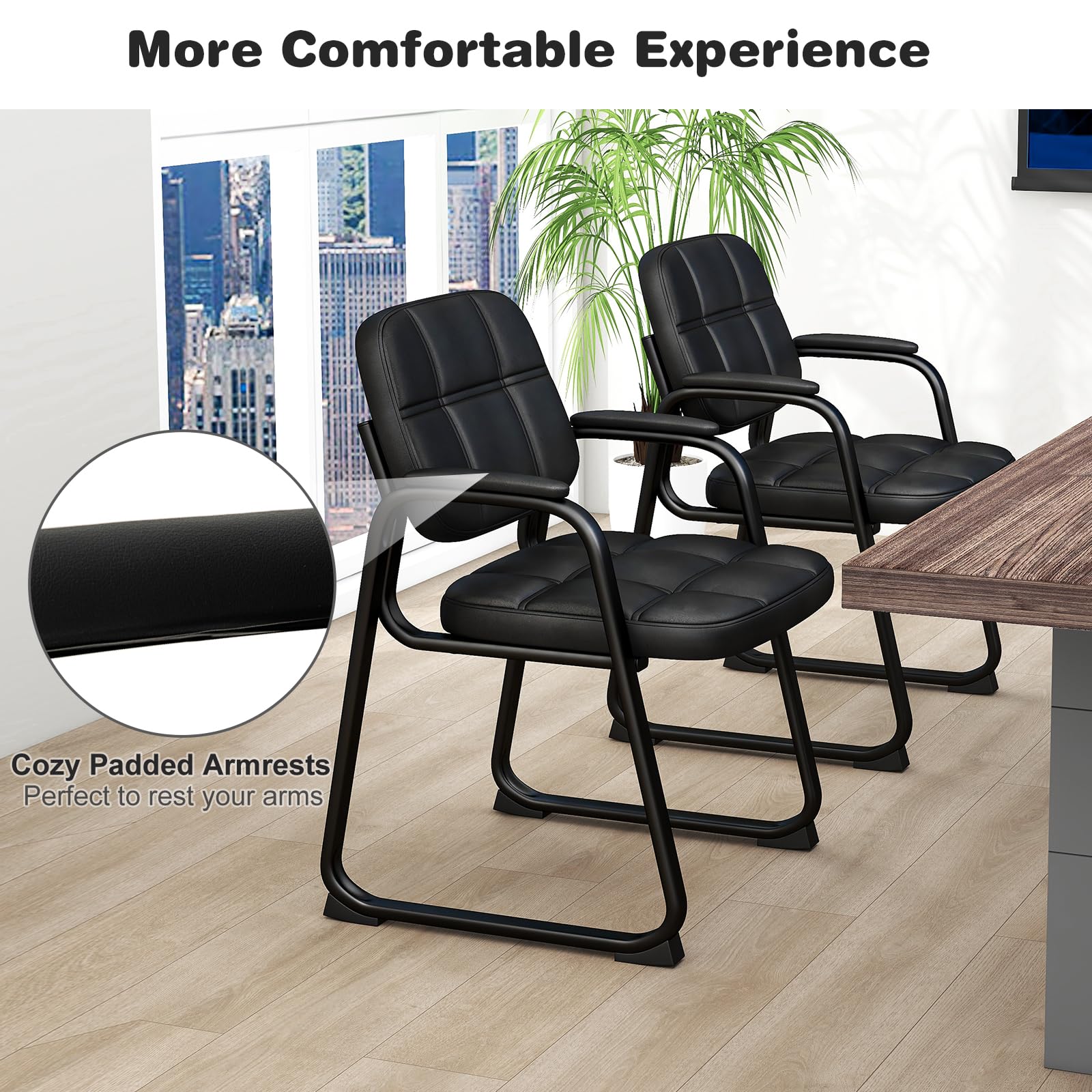 Giantex Waiting Room Chairs, Reception Guest Chair with Padded Armrests, Metal Frame & Sled Base