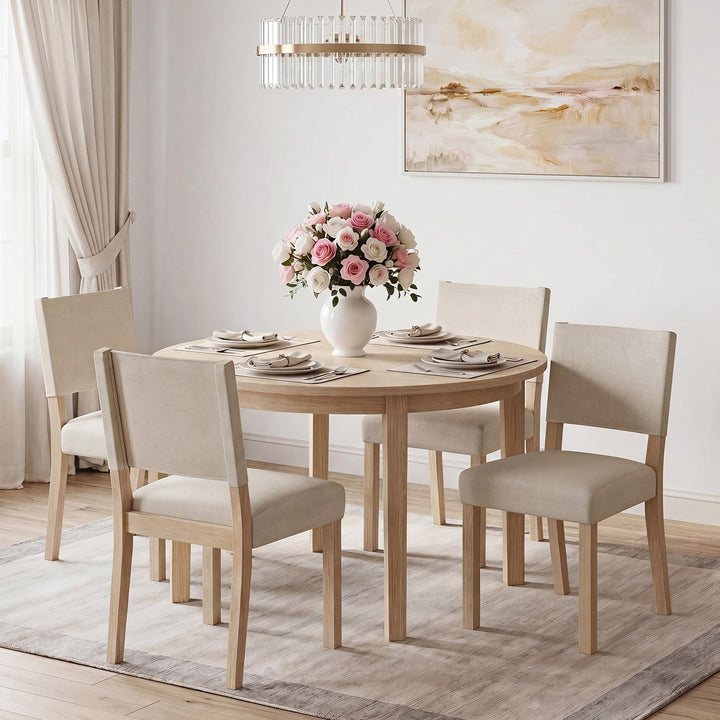 Giantex Set of 2/4 Upholstered Dining Chairs with Linen Fabric Seat