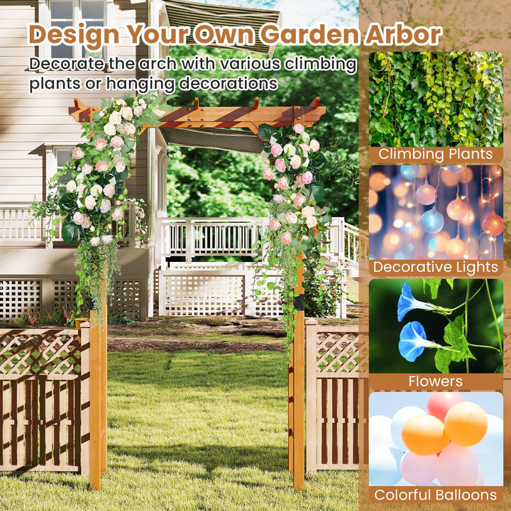 Giantex 7FT Wood Garden Arbor Trellis for Ceremony Party
