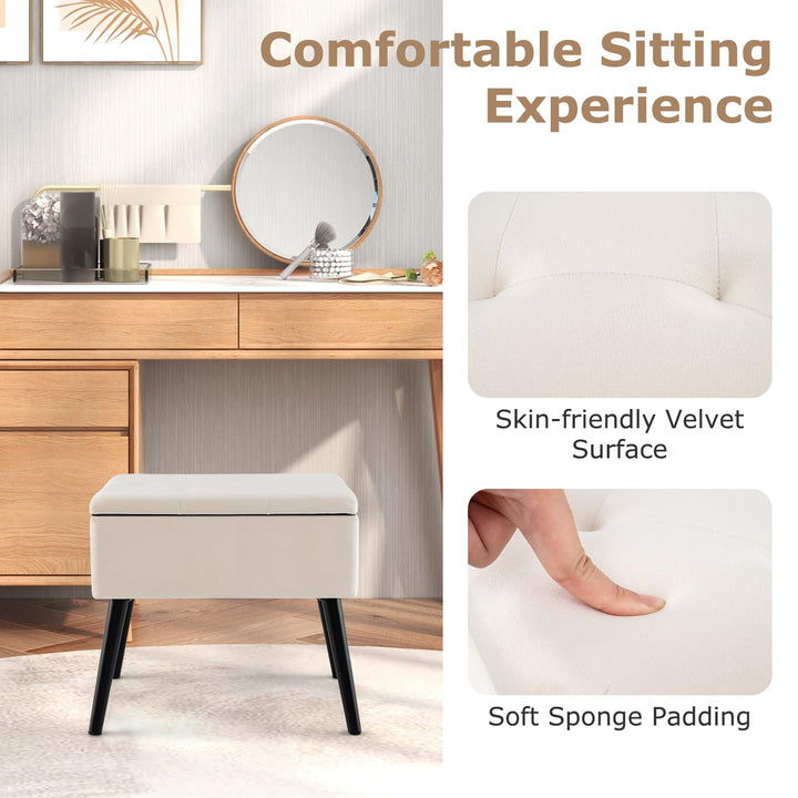 Giantex 20" Ottoman with Storage - Set of 1/2 Makeup Vanity Bench with Flip Top Storage
