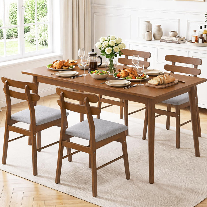 GIANTEX Upholstered Wooden Dining Chairs Set of 2/4 with Padded Seat