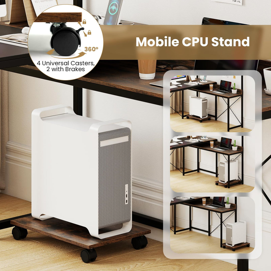 Giantex 62" L-Shaped Computer Desk with Power Outlets