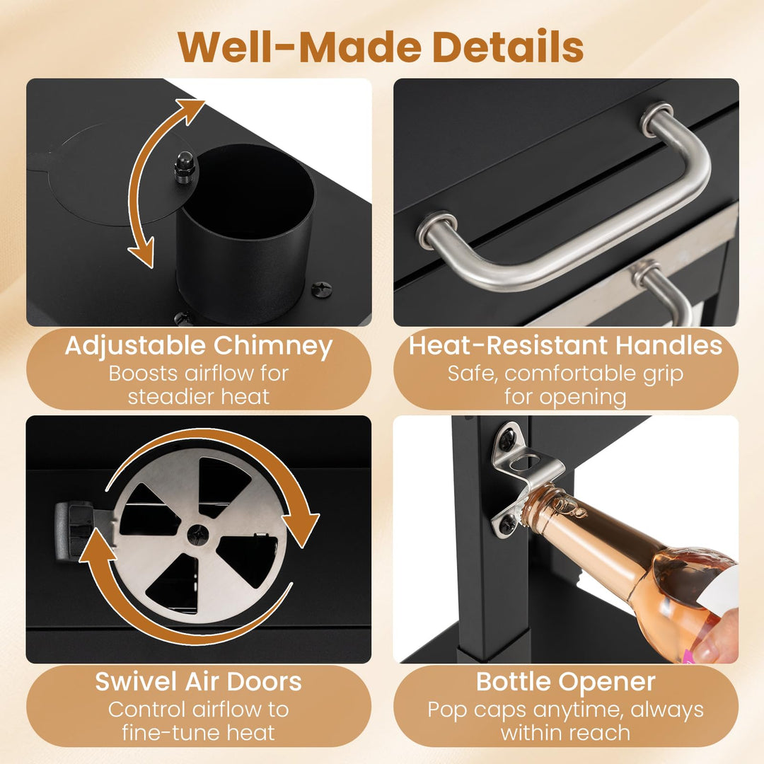Giantex Charcoal Grill with 2 Side Tables
