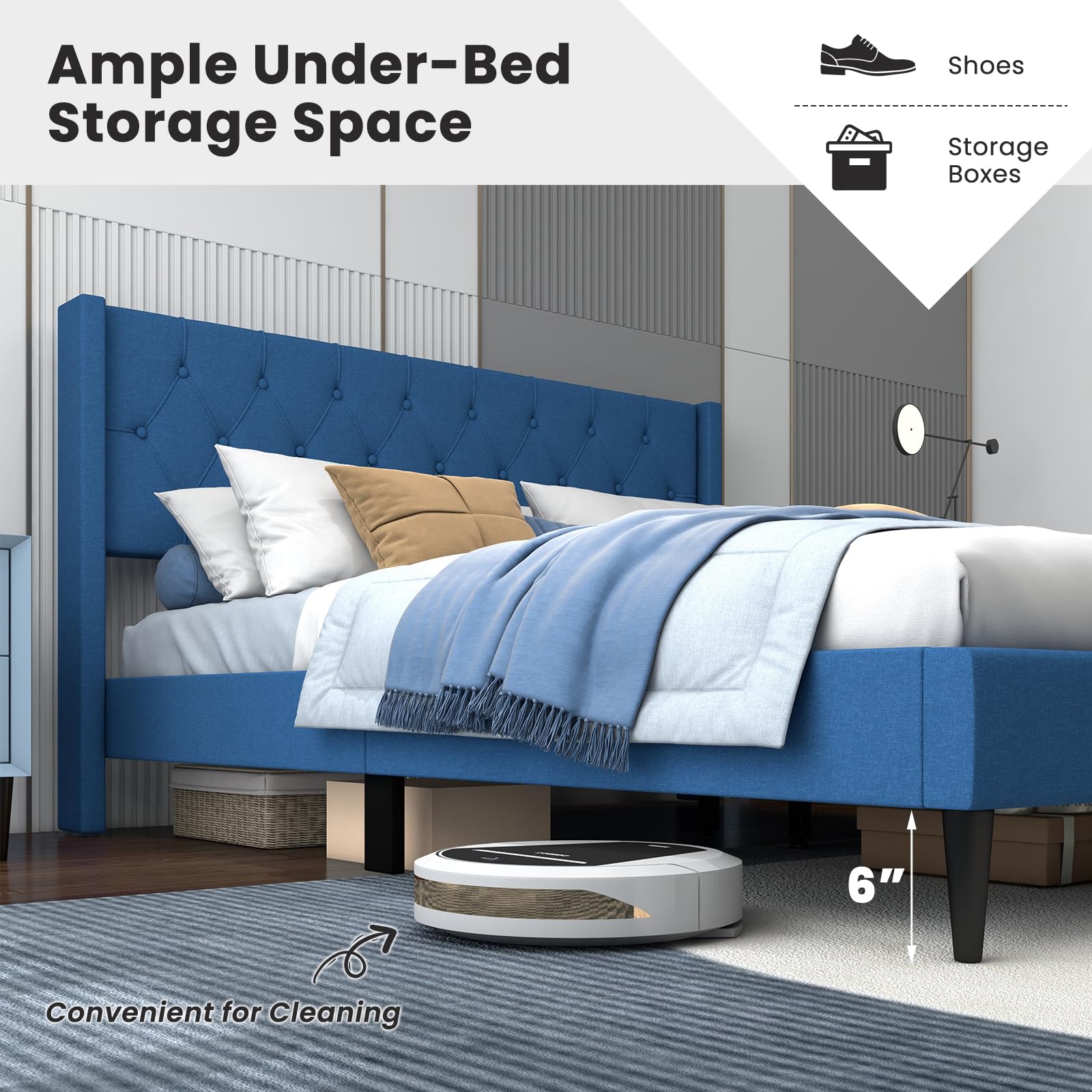 Giantex Platform Bed Frame with Wingback