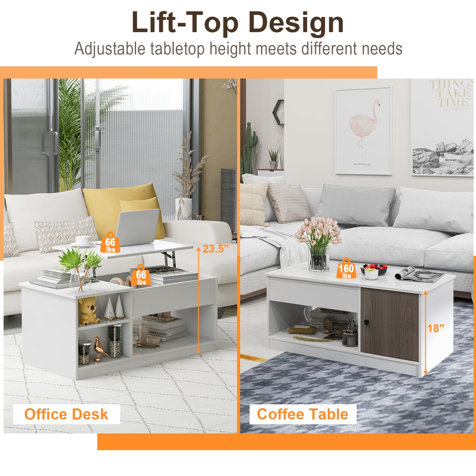 Giantex Lift-Top Coffee Table, Modern Center Table w/Lift Tabletop, Open & Hideaway Compartments