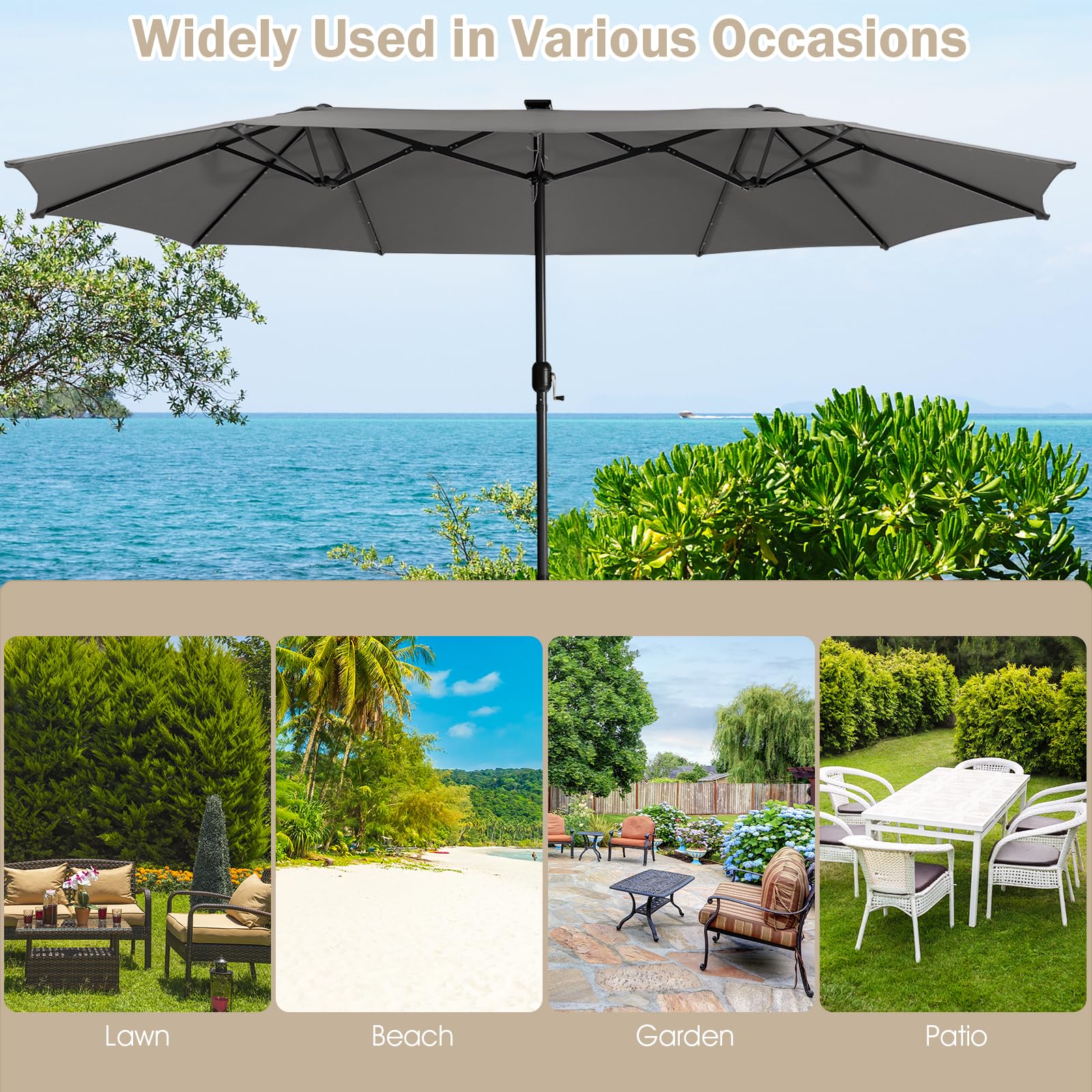 Giantex 15ft Large Outdoor Umbrella Double-Sided