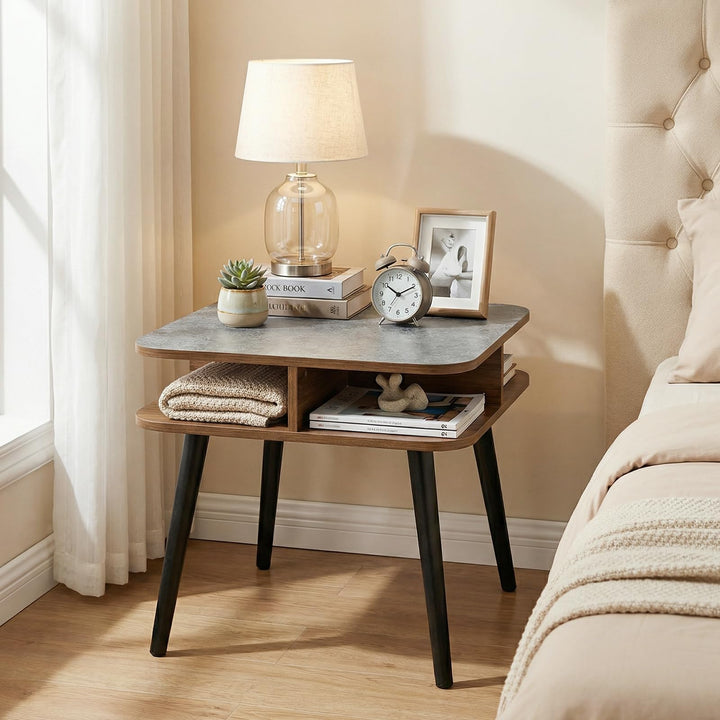Giantex 2-Tier Faux Marble End Table Set of 1/2