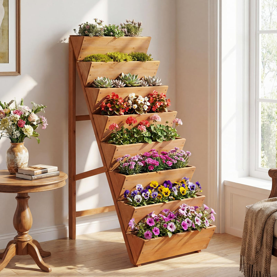 Giantex 8-Tier Wooden Vertical Raised Garden Bedwith Legs