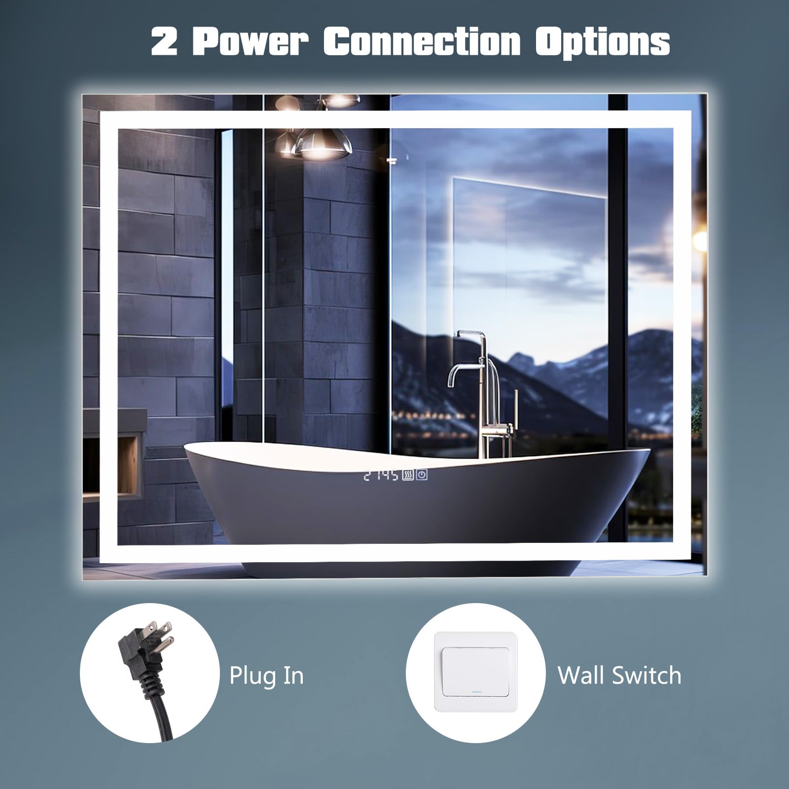 CHARMAID LED Bathroom Mirror - 36" x 28" Lighted Vanity Mirror with Front and Backlight
