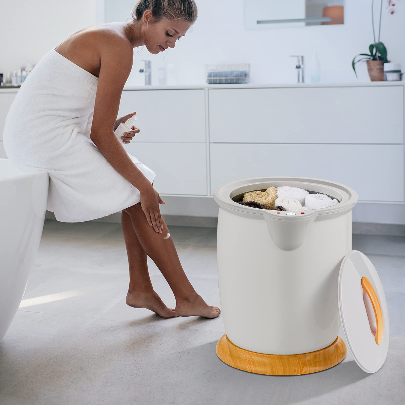 Giantex Towel Warmer Bucket 20L, Bathroom Towel Heater with Lid