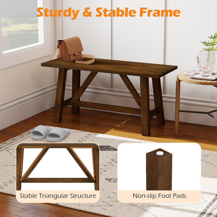 Giantex 38" Wooden Dining Bench Farmhouse Entryway Bench with Rubber Wood Frame