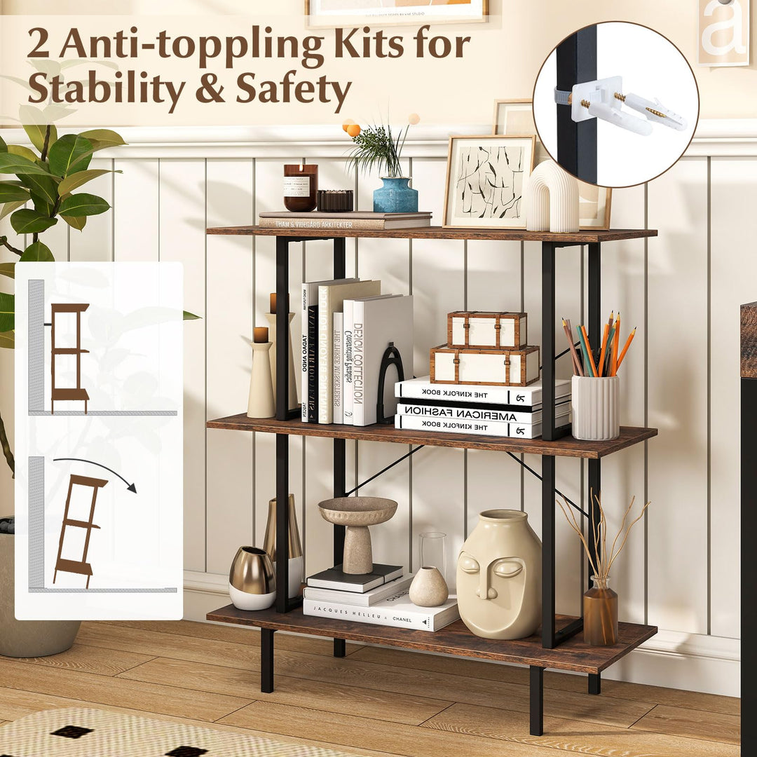GIANTEX 31.5" Wide 3-Tier Industrial Bookcase with Open Shelves (1/2)