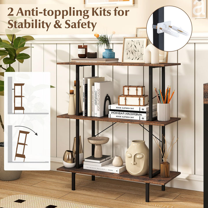 GIANTEX 31.5" Wide 3-Tier Industrial Bookcase with Open Shelves (1/2)
