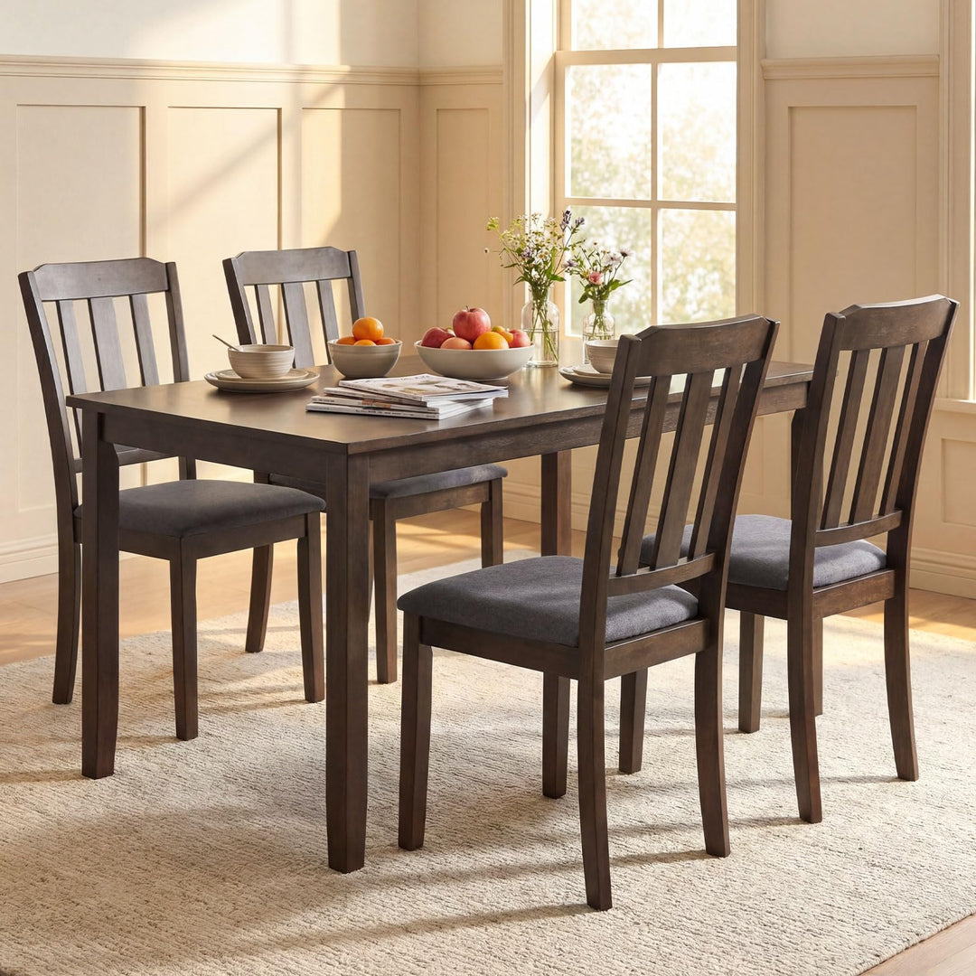 Giantex Rubber Wood Dining Room Chairs with Comfortable Backrest &amp; Padded Seat