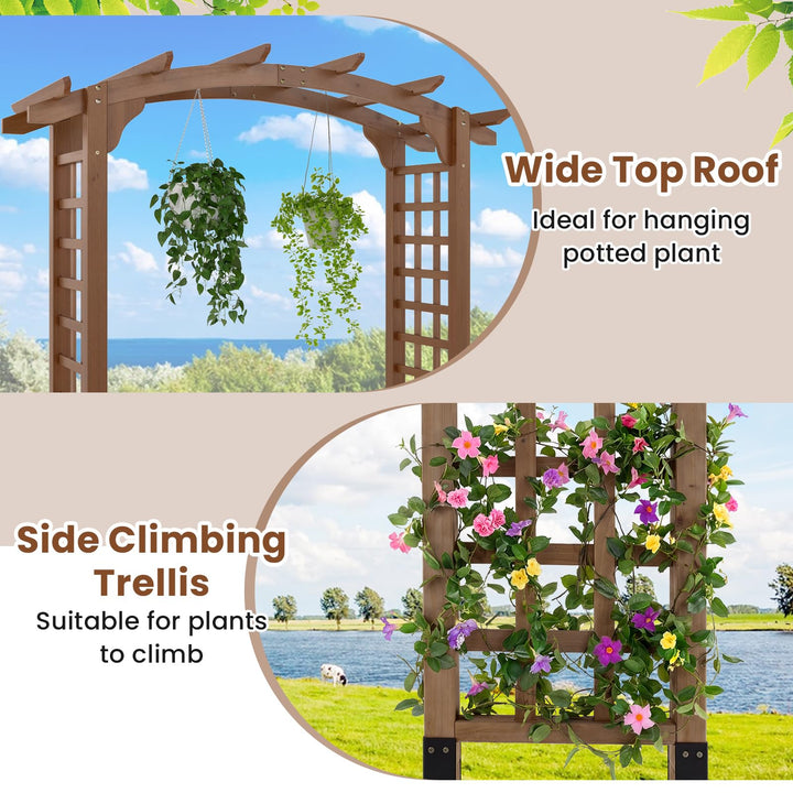 Giantex 7.5FT Wood Garden Arbor Trellis for Climbing Plants