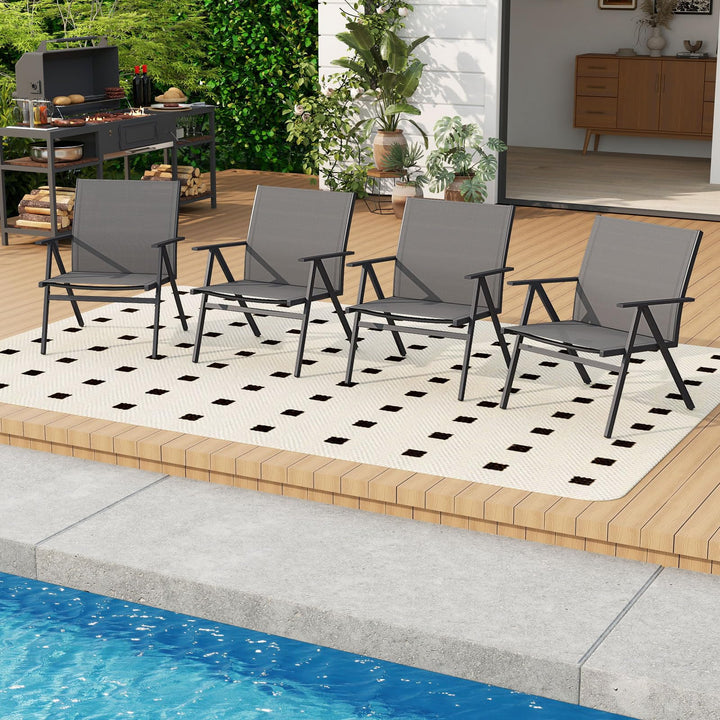 Giantex All Weather Outdoor Dining Chairs w/Sturdy Metal Frame & Breathable Seat Back