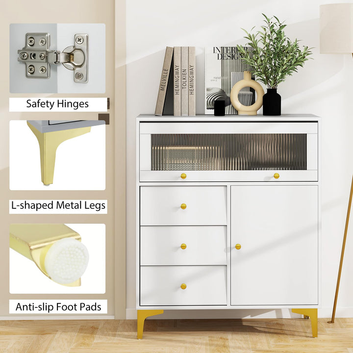 Giantex 3-Drawer Modern Storage Cabinet with 2 Doors