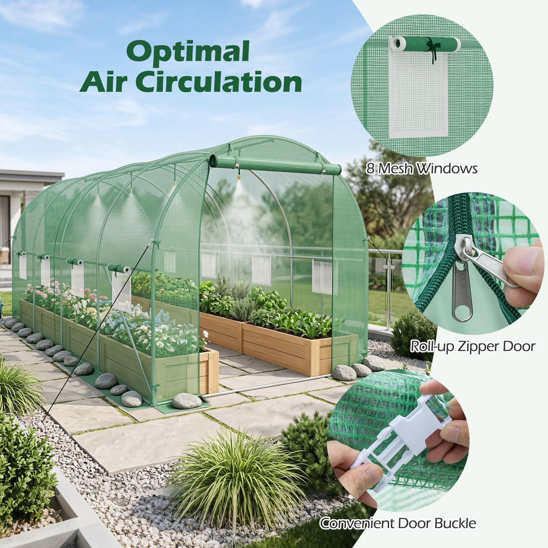 Giantex 15 x 7 x 7 ft Walk-in Tunnel Greenhouse for Outdoors