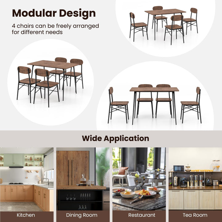 Giantex Dining Table Set for 4, Mid-Century Kitchen Furniture Set w/Kitchen Table, 4 Dining Chairs