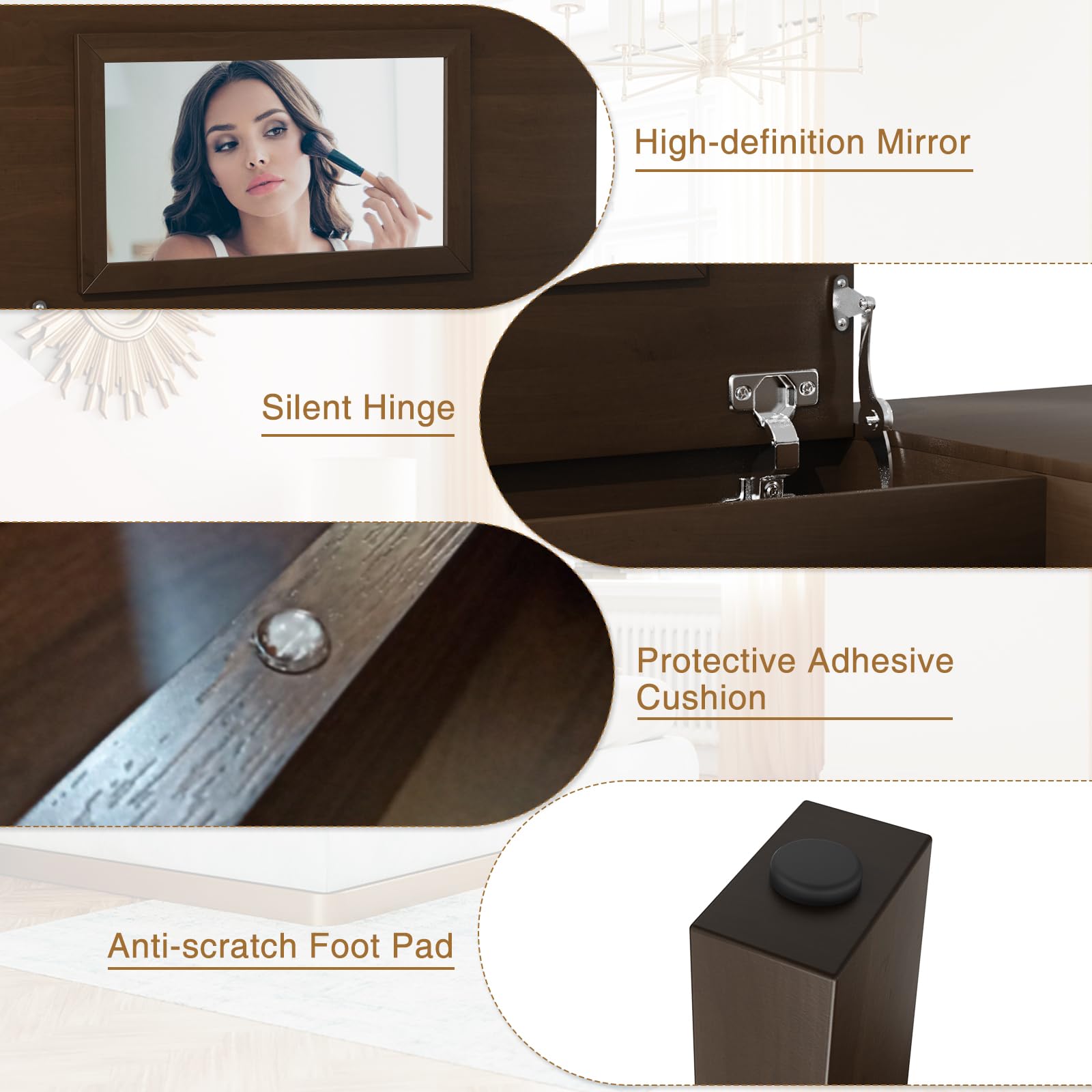 CHARMAID Vanity Table with Flip Top Mirror, 48'' Home Office Computer Desk
