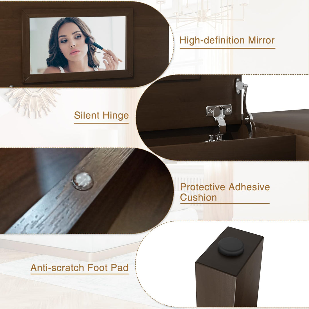 CHARMAID Vanity Table with Flip Top Mirror, 48'' Home Office Computer Desk