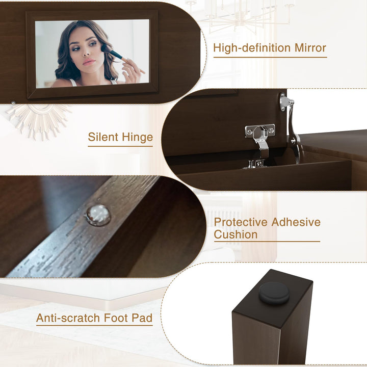 CHARMAID Vanity Table with Flip Top Mirror, 48'' Home Office Computer Desk