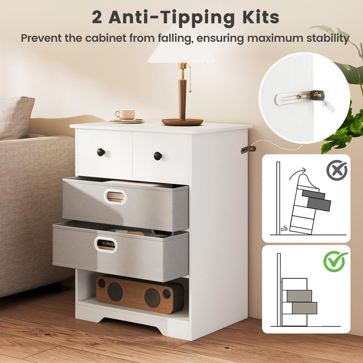 Giantex Nightstand with 4 Storage Drawers