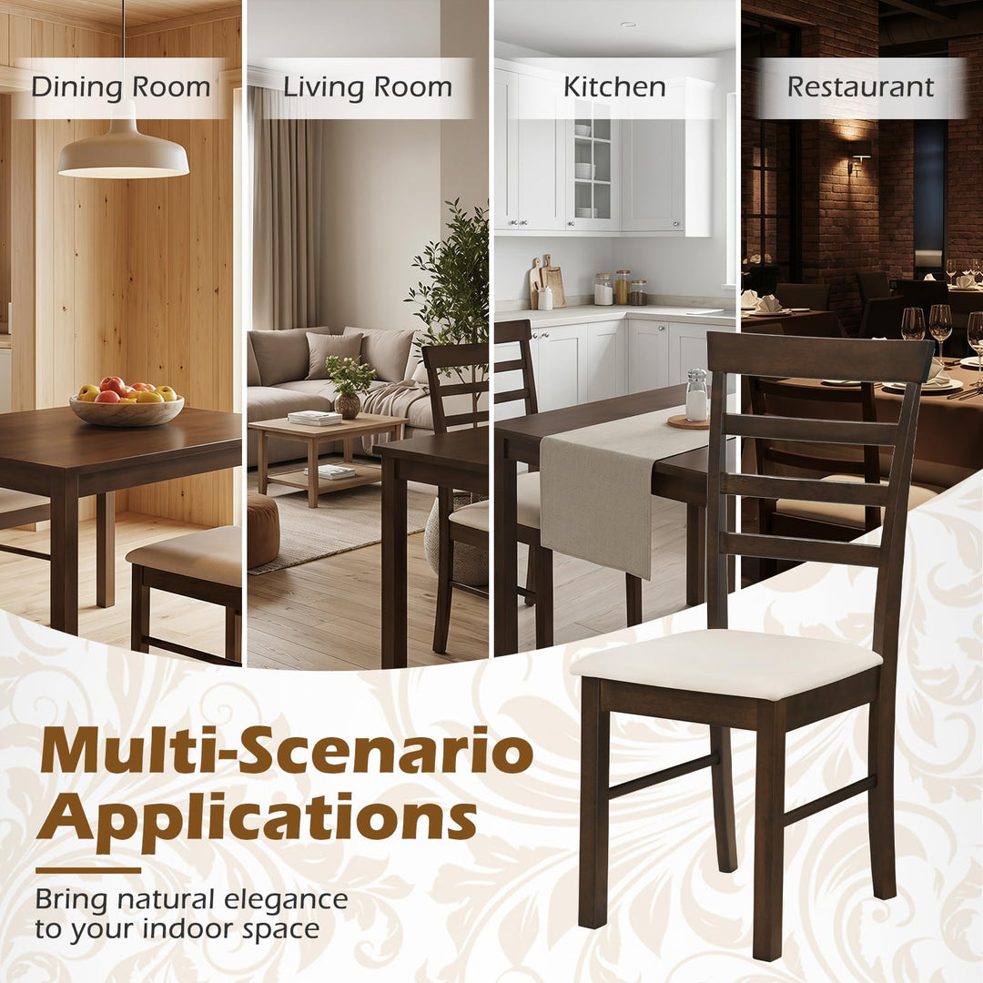 Giantex Upholstered Fabric Kitchen Chairs with Rubber Wood Frame