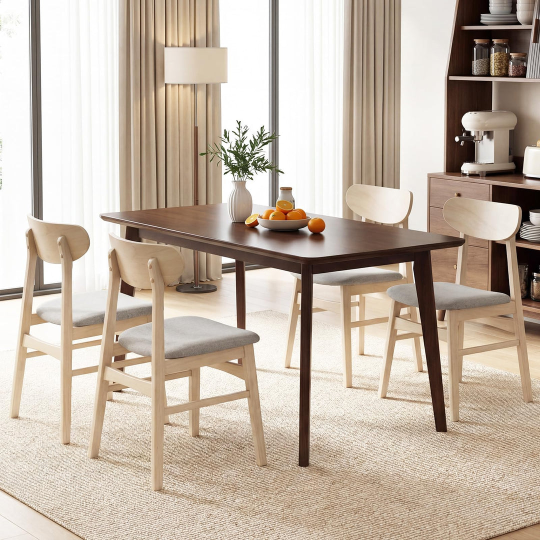 Giantex Wooden Dining Chairs Set of 2/4 Upholstered Kitchen Chairs with Rubber Wood Legs