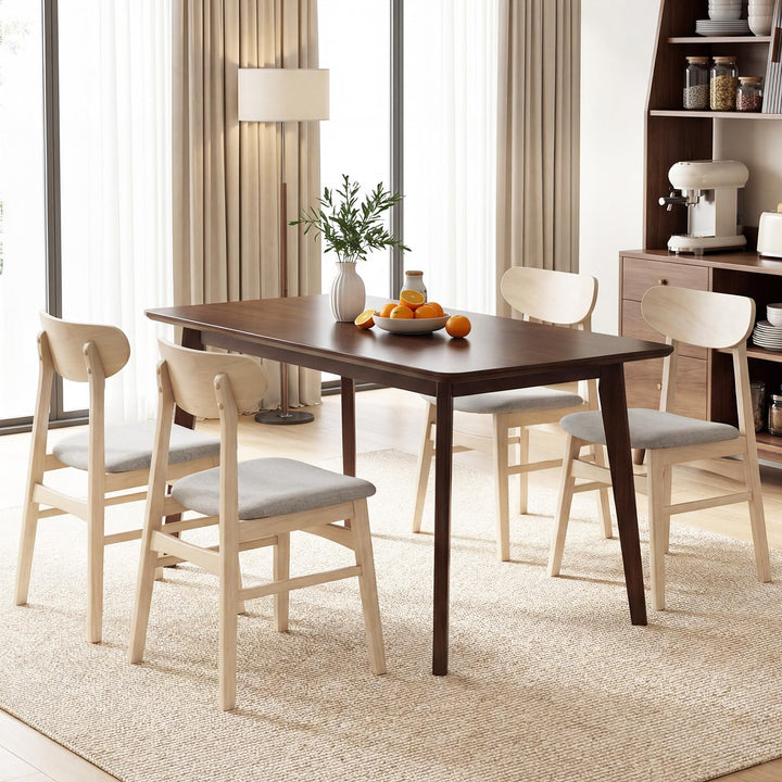 Giantex Wooden Dining Chairs Set of 2/4 Upholstered Kitchen Chairs with Rubber Wood Legs