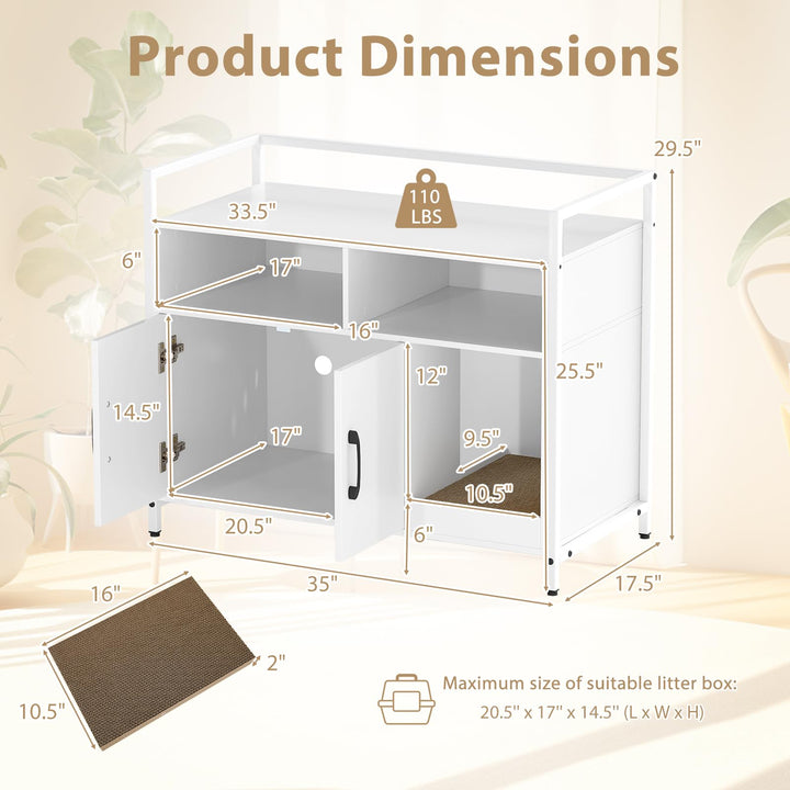 Giantex Cat Litter Box Enclosure - Cat Washroom Hidden Furniture with Front Entry