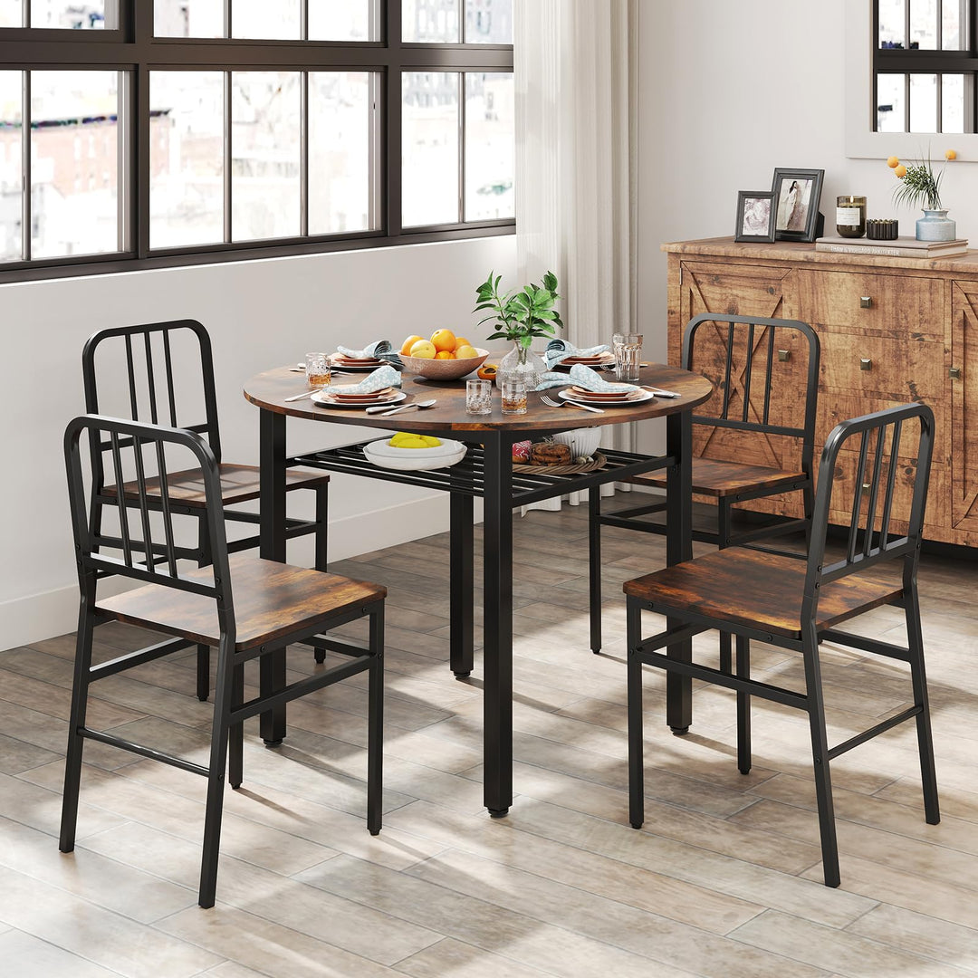 Giantex 40-Inches Round Kitchen Table & Chairs with Storage Rack & Metal Frame