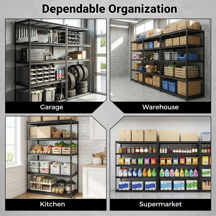 Giantex 5-Tier Metal Storage Shelves(1/2/3/4,48" L x 24" W x 72" H)