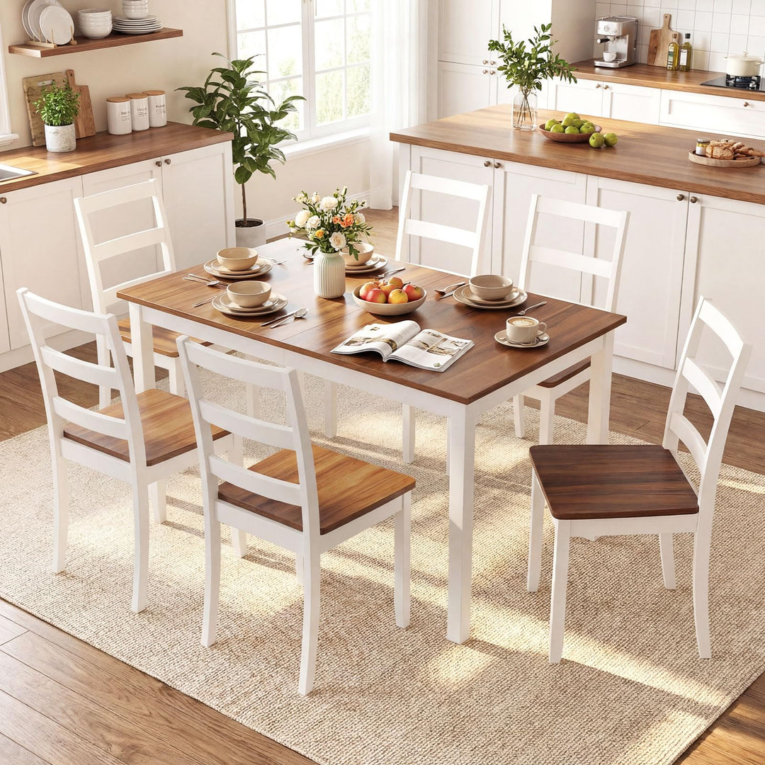 Giantex 60-inches Rectangular Dinner Tables with Solid Rubber Wood Legs