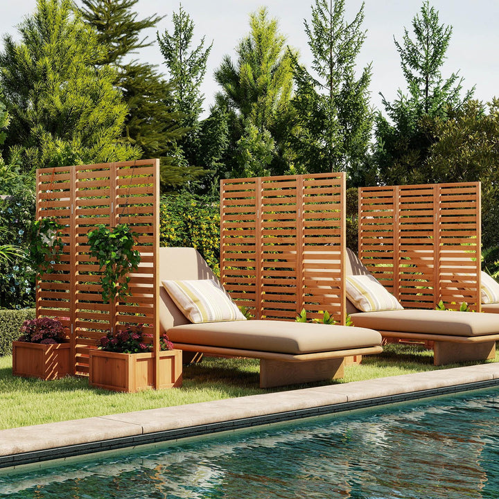 Giantex Outdoor Wooden Privacy Screen with Planter Box