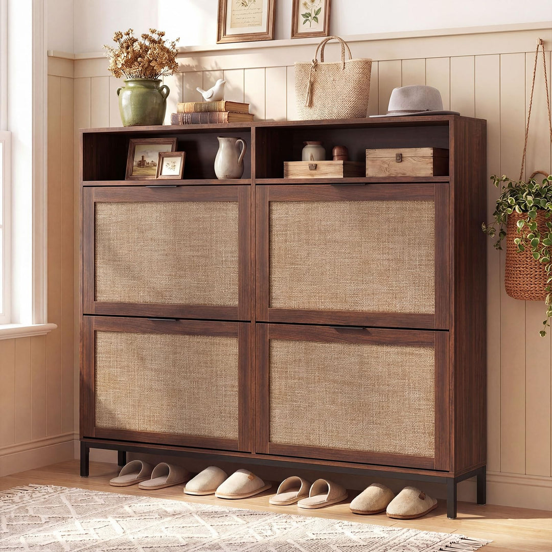 Giantex Large Shoe Storage Cabinet w/ 4 Flip Drawers