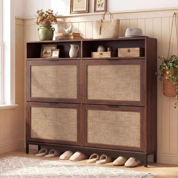 Giantex Large Shoe Storage Cabinet w/ 4 Flip Drawers