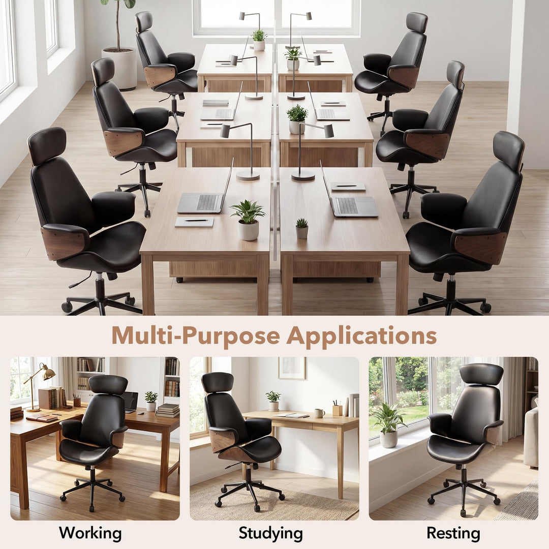 Giantex Ergonomic High Back Faux Leather Executive Chair with Headrest