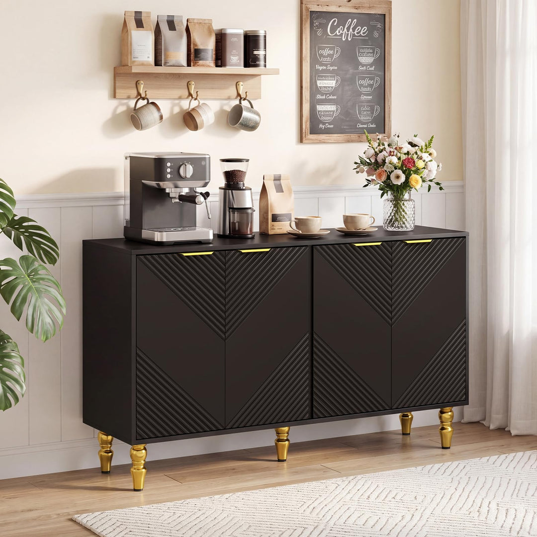 GIANTEX 47" Sideboard Buffet Cabinet with 4 Fluted Doors