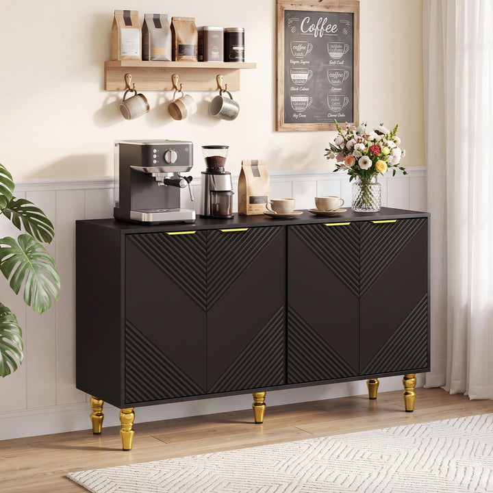 GIANTEX 47" Sideboard Buffet Cabinet with 4 Fluted Doors